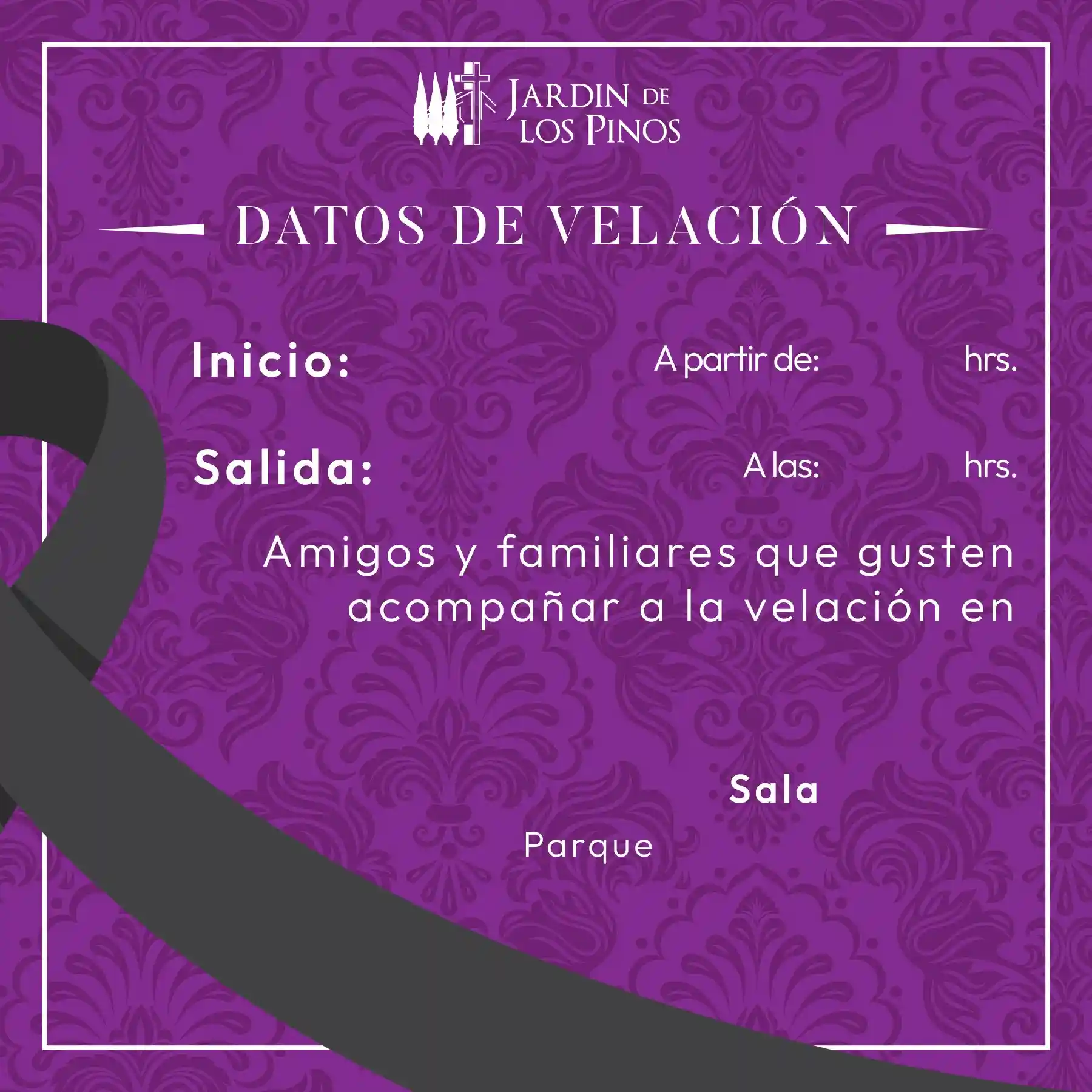 Segunda cara de la plantilla de obituario