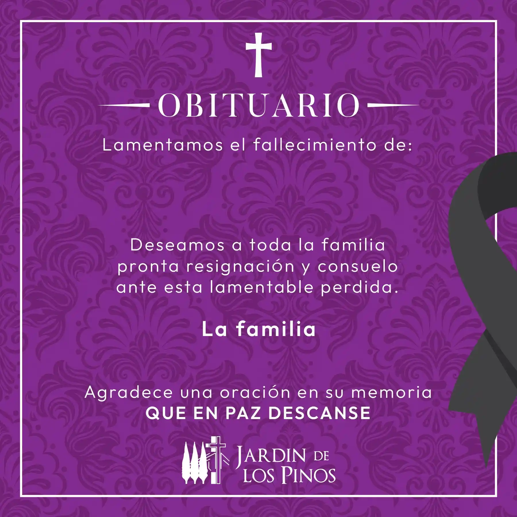 Primera cara de la plantilla de obituario